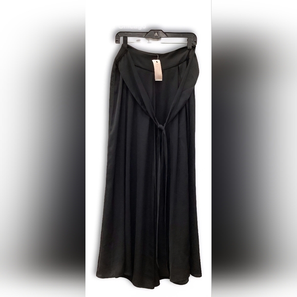 NWT Philosophy Womens Black Crepe Tie Waist Maxi Palazzo Pants Size 4 - Picture 3 of 4
